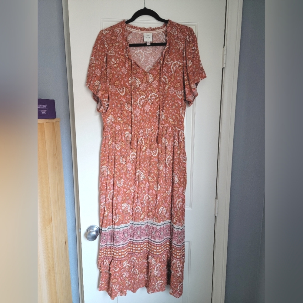 BOHO ~ Burnt Orange Floral Maxi